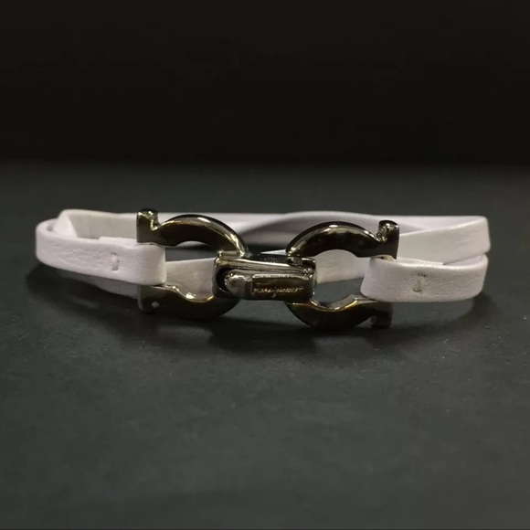AUTH Salvatore Ferragamo Gancini Leather Wrap Bracelet